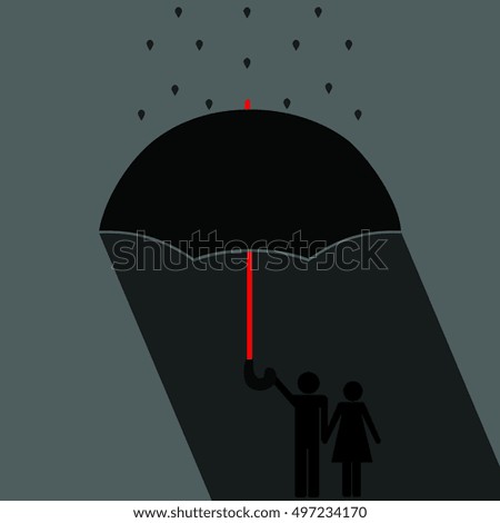 Umbrella flat black picture.Vector illustration