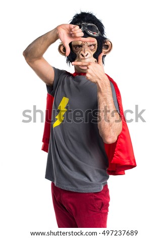 Superhero monkey man focusing with his fingers