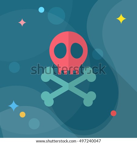 Skull icon , Vector flat long shadow design.