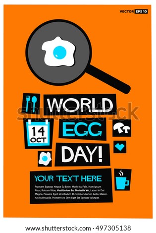 World Egg Day - 14 October (Art in Flat Style Vector Illustration Quote Poster Design)