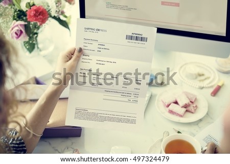 Woman Connecting Computer Online Shopping Concept