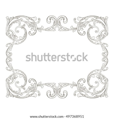 Vintage baroque element ornament retro pattern antique style acanthus. Decorative design element filigree calligraphy vector. You can use for wedding decoration of greeting card and laser cutting