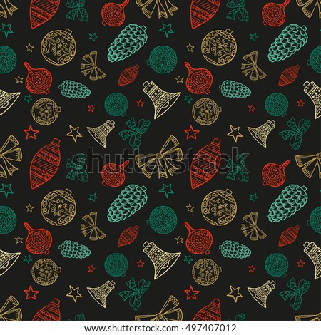 Christmas seamless pattern for textile or black wrapping paper