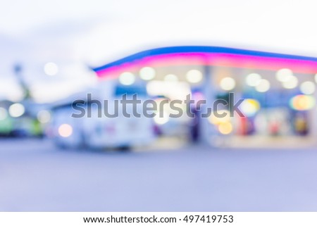 Blur image of gas station in twilight, use for background.