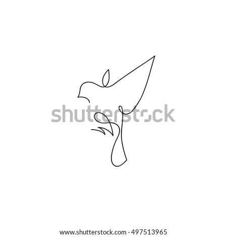 One line sparrow flies design silhouette.Hand drawn minimalism style vector illustration