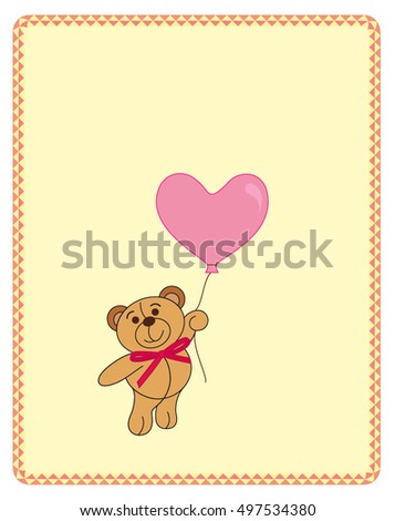 Illustration of Cute Valentine Teddy Bear with ballon