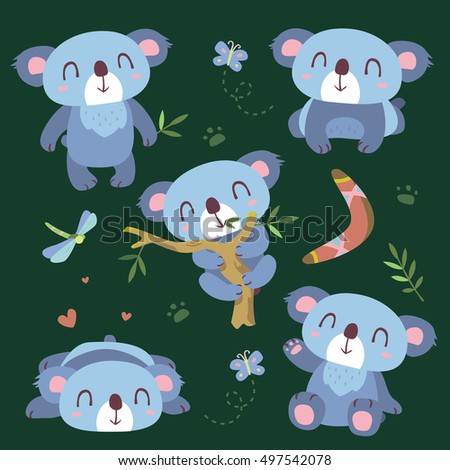 vector cartoon koala set