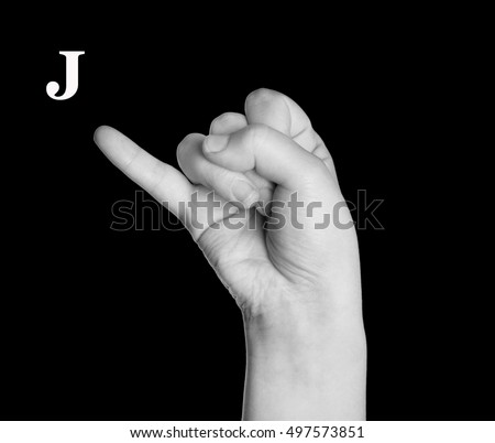 The Letter J. Finger Spelling the Alphabet in American Sign Language (ASL). 