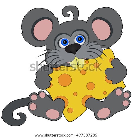 Grey Mouse Kid : Vector illustration, isolated on white background.