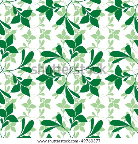 Seamless green plant wallpaper on white