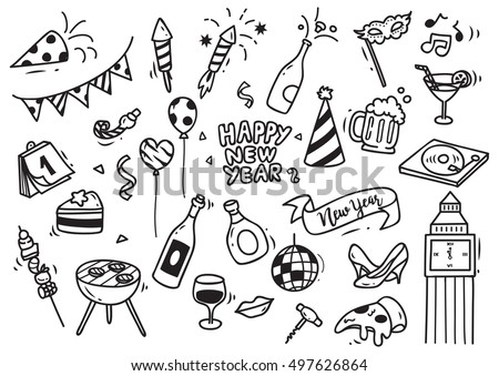 Set of New Year doodle