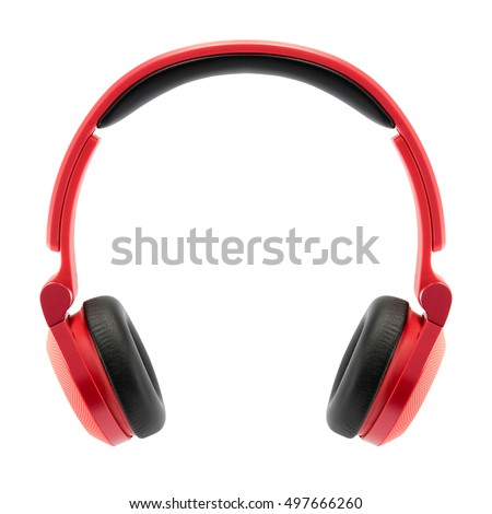 red headphone on white back ground, isolate Royalty-Free Stock Photo #497666260