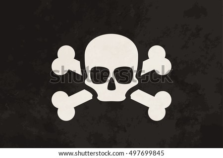 Pirate flag with skull and crossbones on grunge texture Royalty-Free Stock Photo #497699845