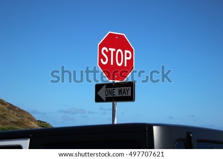 stop one way sign