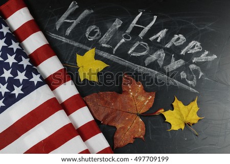 US autumn holidays chalk board