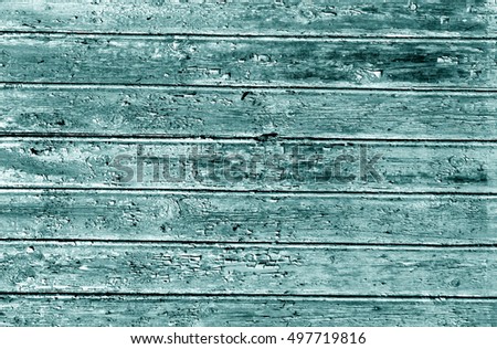 cyan weathered wood house wall. Abstract background and texture.