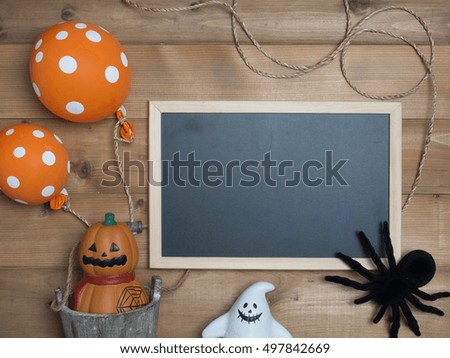 halloween object concept with wooden background