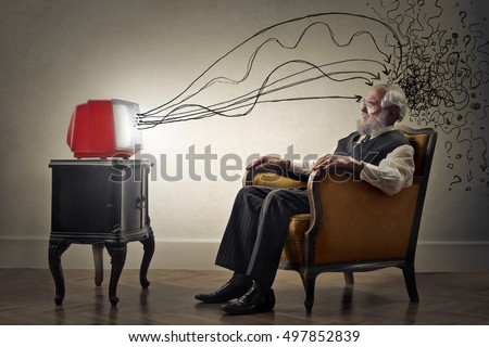 Brainwashed elderly man Royalty-Free Stock Photo #497852839