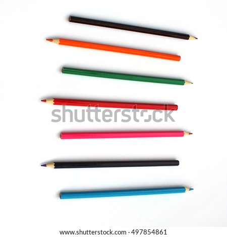 colored pencils with white background