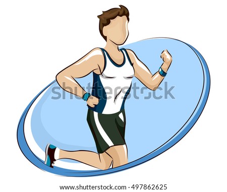 Logo Design Illustration of a Man in Training Clothes and Wrist Bands Going for a Run