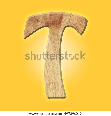 Wooden parquet alphabet letter symbol - T. Isolated on white background