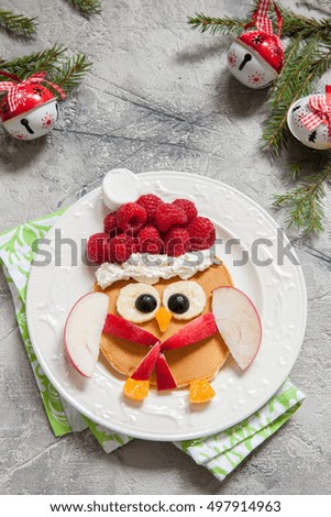 Christmas Owl pancake for funny kids breakfast
