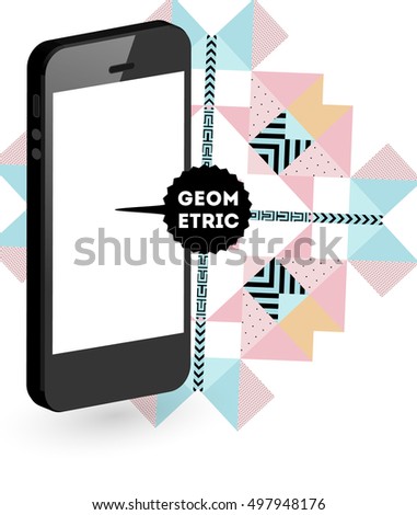 Mobile Phone Icon with Trendy Geometric Background for Mobile Technologies Concepts and Designs - Vector Illustration
