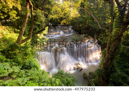 Feeling fresh at Huai Mae Kamin waterfall,  Srinakarin Dam National Park,  Kanchanaburi, Thailand
