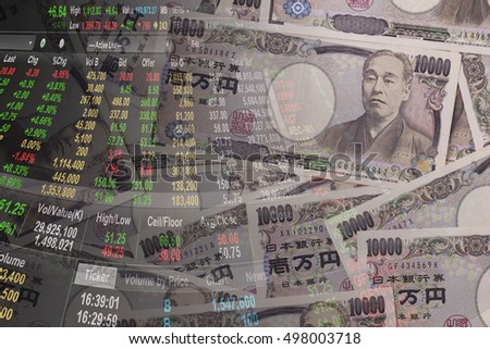 Stock market with Japanese Yen ,Business and finance concept