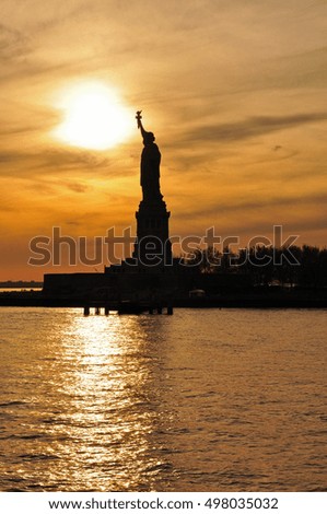 Sunset on Statue of Liberty