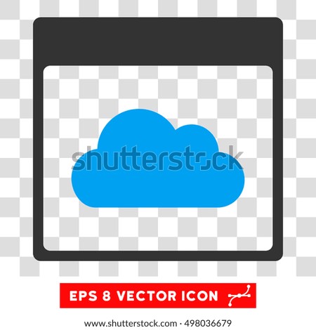 Vector Cloud Calendar Page EPS vector pictogram. Illustration style is flat iconic bicolor blue and gray symbol on a transparent background.