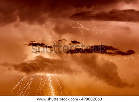 Cloudscape with thunderbolt and electrical lights