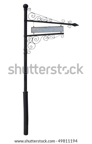 Metal Sign on street pole . Isolated on white, with clipping path.