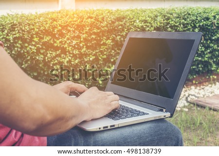 business man work in garden
