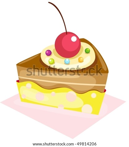 illustration of isolated piece of cake on white background