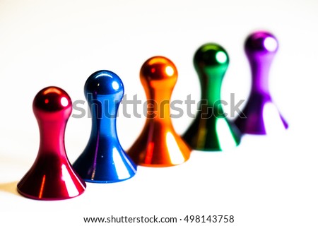 Board Game pieces on a white background