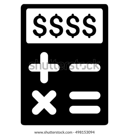 Business Calculator icon. Glyph style is flat iconic symbol with rounded angles, black color, white background.