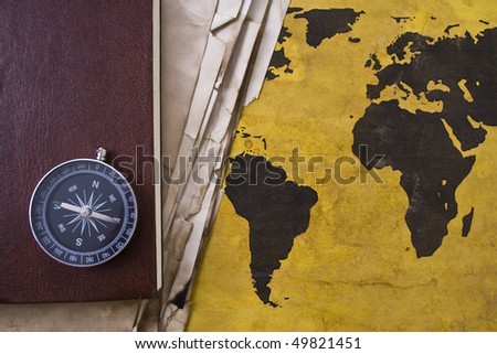 Compass and world map