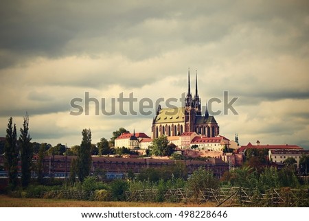 Petrov - St. Peters and Paul church in Brno city.Urban landscape with old architecture. Central Europe Czech Republic. South-Moravian region.