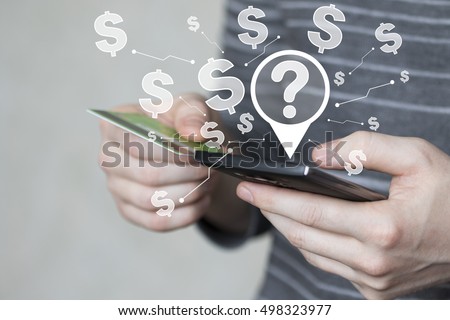 Business button question currency dollar network
