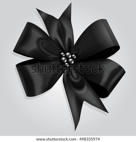 Vector Black Silk Bow With Pearls