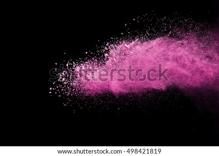abstract pink powder splatted background,Freeze motion of color powder exploding/throwing color powder,color glitter texture on black background