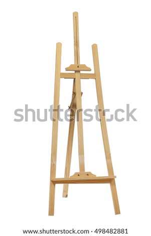 Wooden easel on white background