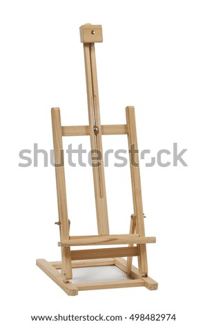 Wooden easel white background