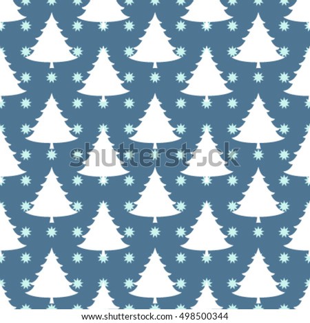 blue white christmas tree seamless pattern