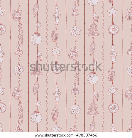 christmas decorations, vector pattern, new year background.