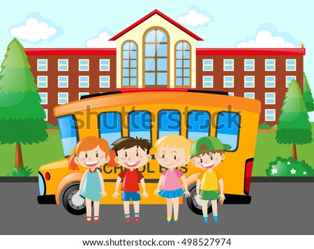 Kids with school bus