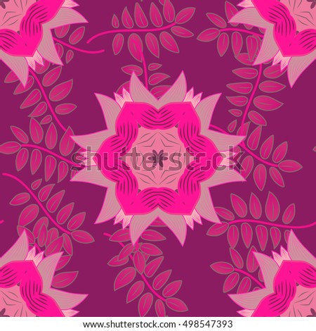 vector seamless background with pink mandalas