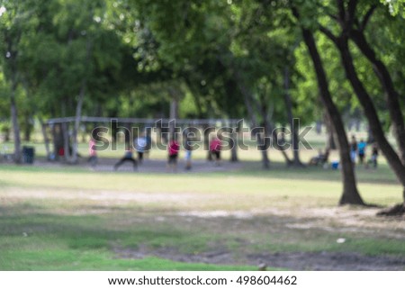 Blurred image group of Latin America people playing outdoor volleyball in summer at the park in Houston, Texas, US. Volleyball blur background. Healthy lifestyle concept.