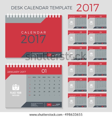 Calendar design 2017 template for 12 months.
